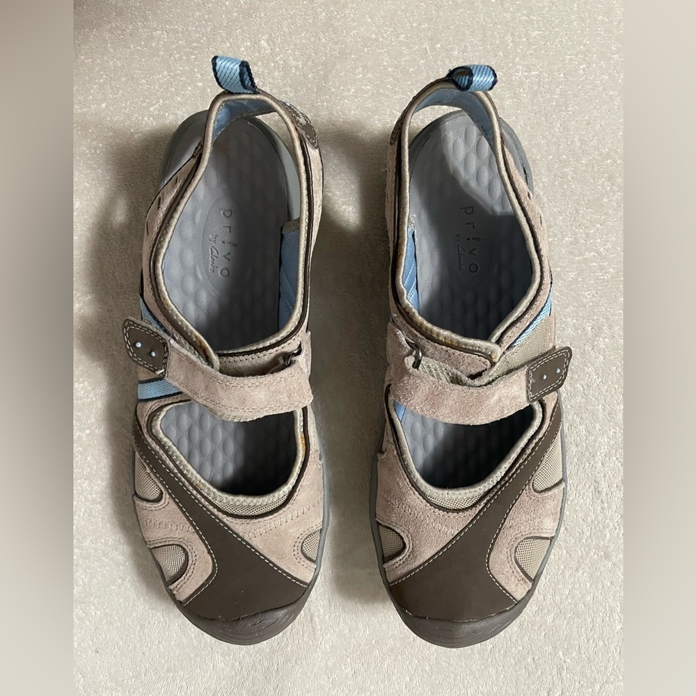 Privo by Clark’s Women’s Sandel Shoe Brown Blue Beige Size 10 - 10 1/2